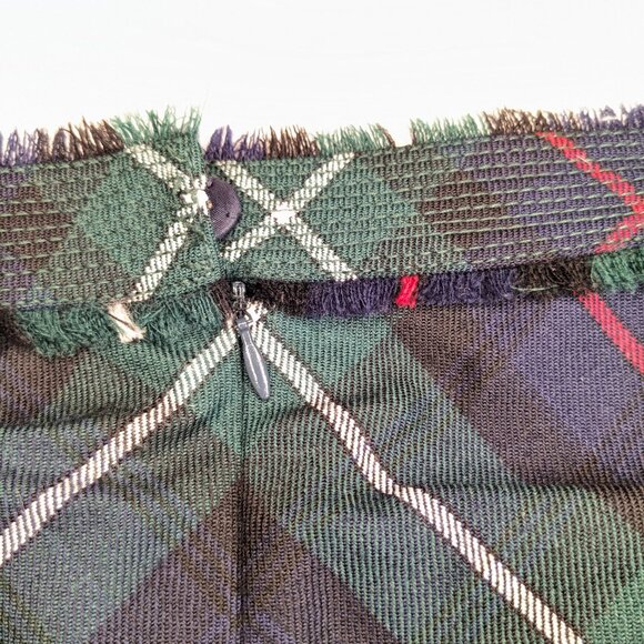 J Crew Blue and Green Plaid 100% Virgin Wool A Line Midi Skirt - Picture 10 of 10